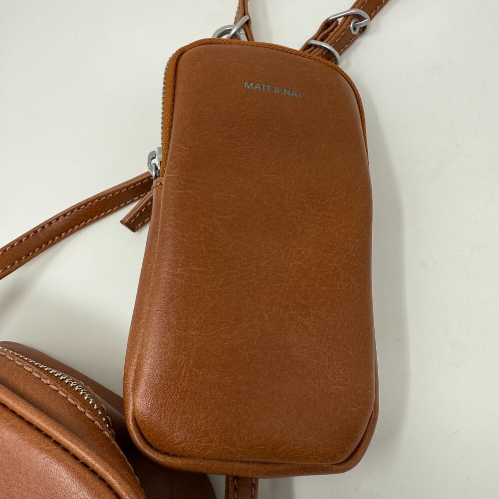 Matt & Nat Swae Vegan Leather Crossbody Purse w/ Phone Pouch Brown Mini Bag - Picture 4 of 6
